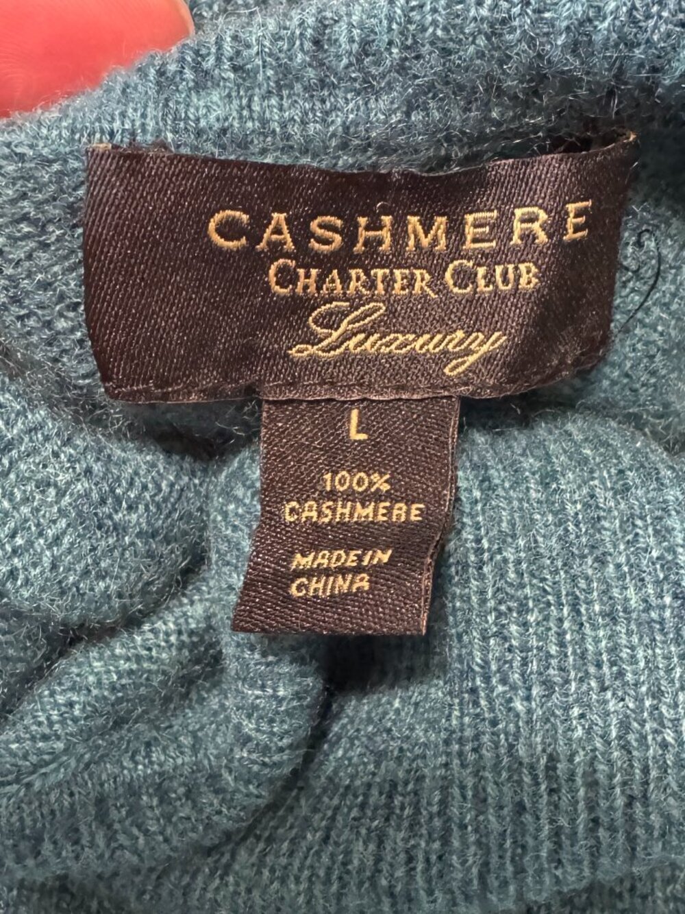 Charter Club Luxury sweater Turtleneck Women's Size Large Blue 100% cashmere - Picture 5 of 13